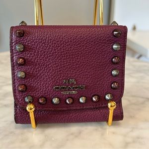 NWOT Coach Studded Small Wallet - Plum Color